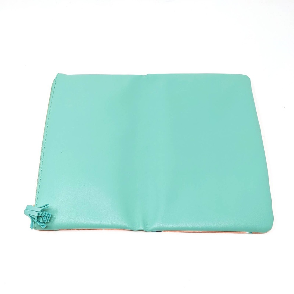 Rachel Pally Reversible Foldover Clutch Tropical Palm Leaves Zip Mint Pink - Picture 3 of 6